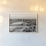 Tuscan Hills I by Deborah Revell. shown as a paper print in a white frame. Available as a archival giclee rolled canvas, fine art paper, or poster print. SKU 102088i.