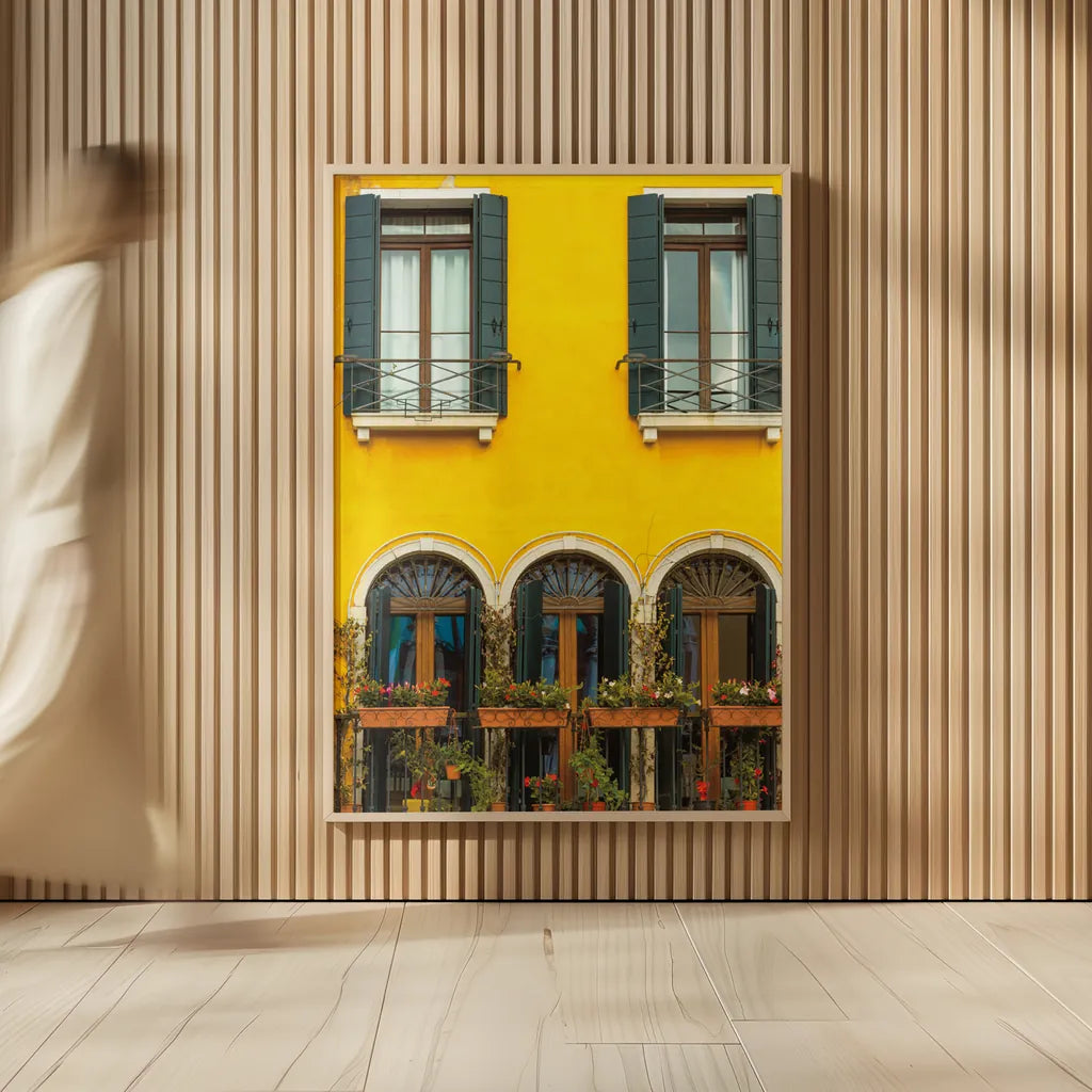 Venice Window by Deborah Revell. shown as over sized large wall art. Available as an archival giclee rolled canvas, fine art paper, or poster print. SKU 95014h.