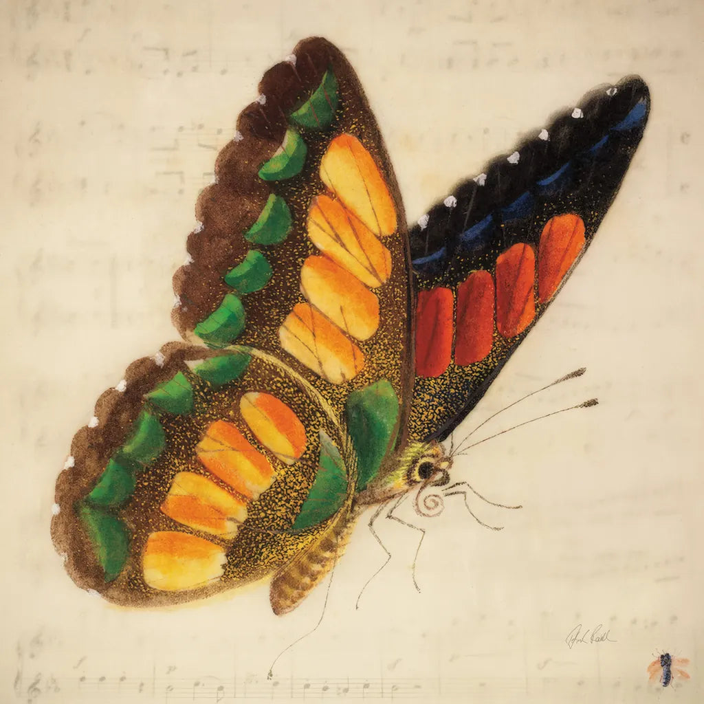 Vintage Yellow Butterfly by Deborah Revell. SKU 91128a. Archival Giclee Fine art print for wall decor.