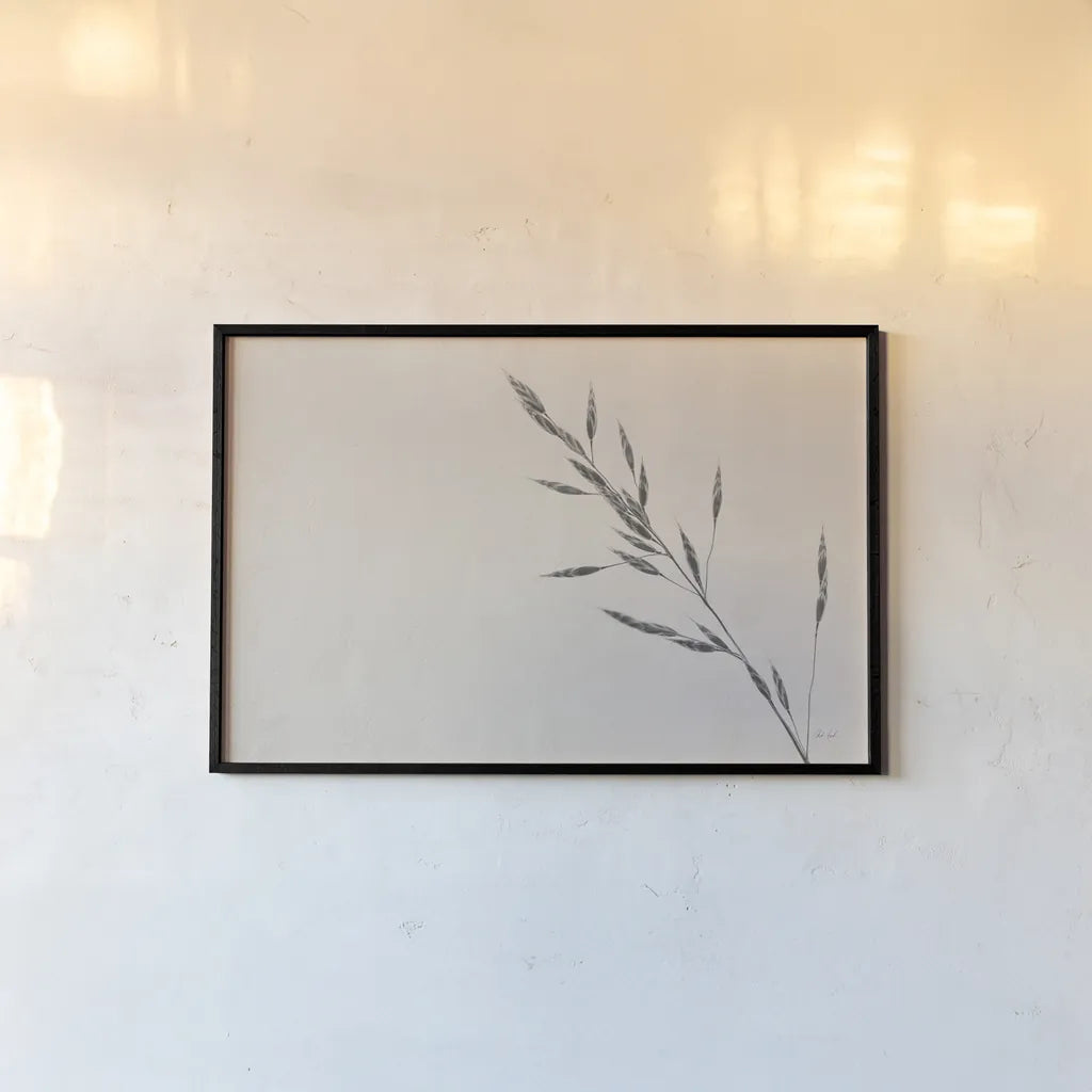 Wheat Grass III by Deborah Revell. shown as a paper print in a black flame. Available as a archival giclee rolled canvas, fine art paper, or poster print. SKU 94968i.