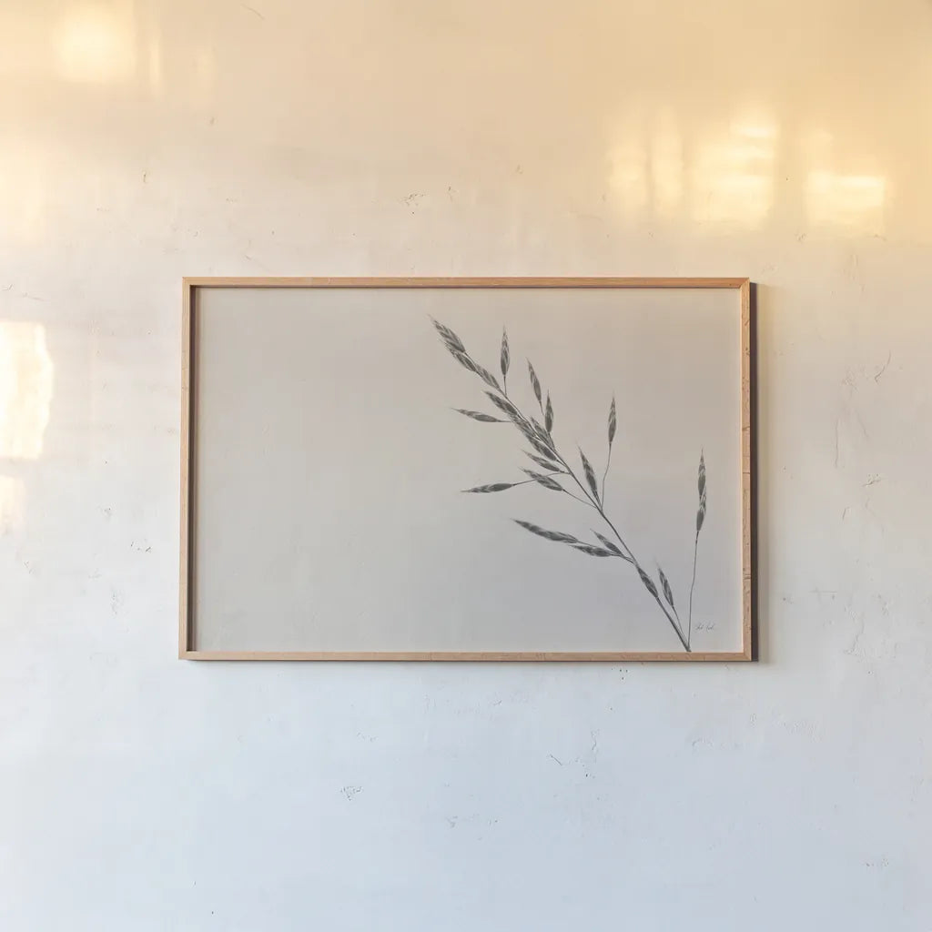 Wheat Grass III by Deborah Revell. shown as a paper print in a natural frame. Available as a archival giclee rolled canvas, fine art paper, or poster print. SKU 94968i.