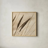 Whispering Rushes I by Deborah Revell. Shown in a natural wood glass frame for a timeless modern aesthetic. Available as an archival giclee rolled canvas, fine art paper, or poster print. SKU 104295a.