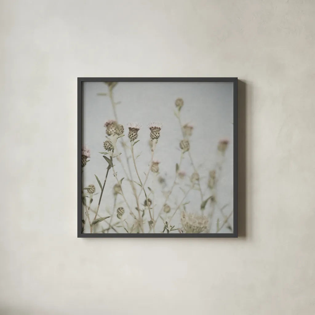 Wild Flowers I No Texture by Deborah Revell. Shown in a sleek black glass frame for a contemporary gallery look. Available as an archival giclee rolled canvas, fine art paper, or poster print. SKU 91916a.