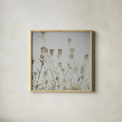 Wild Flowers I No Texture by Deborah Revell. Shown in a natural wood glass frame for a timeless modern aesthetic. Available as an archival giclee rolled canvas, fine art paper, or poster print. SKU 91916a.