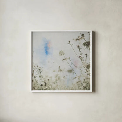 Wild Flowers II by Deborah Revell. Shown in a crisp white glass frame for a clean and minimalist style. Available as an archival giclee rolled canvas, fine art paper, or poster print. SKU 91253a.