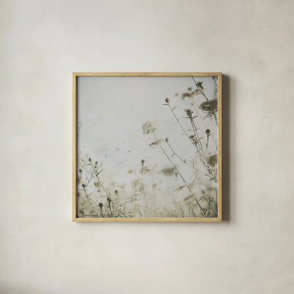 Wild Flowers II No Texture by Deborah Revell. Shown in a natural wood glass frame for a timeless modern aesthetic. Available as an archival giclee rolled canvas, fine art paper, or poster print. SKU 91917a.
