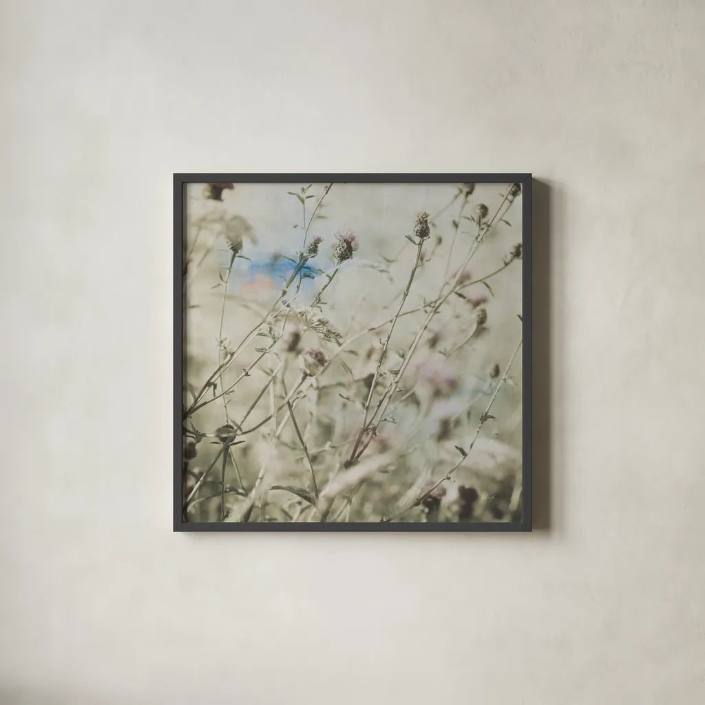 Wild Flowers III by Deborah Revell. Shown in a sleek black glass frame for a contemporary gallery look. Available as an archival giclee rolled canvas, fine art paper, or poster print. SKU 91254a.