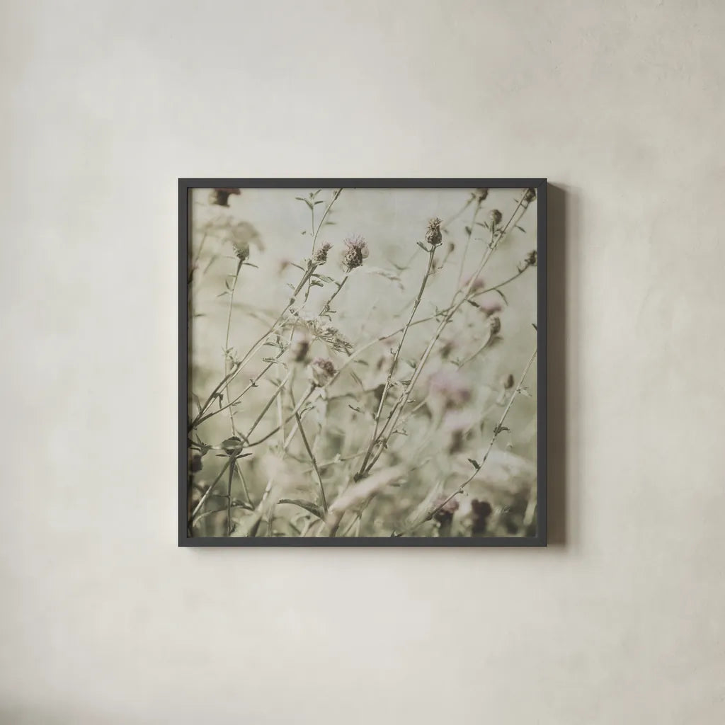 Wild Flowers III No Texture by Deborah Revell. Shown in a sleek black glass frame for a contemporary gallery look. Available as an archival giclee rolled canvas, fine art paper, or poster print. SKU 91918a.