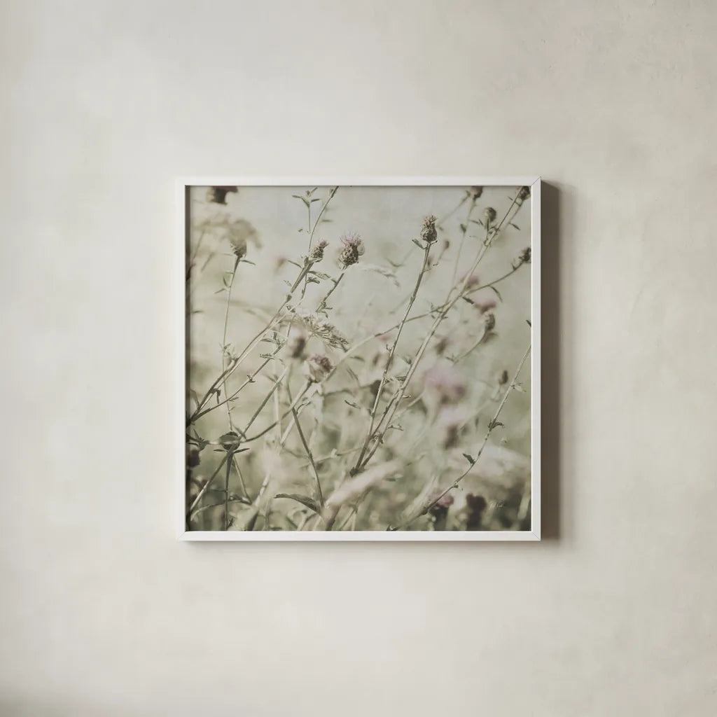 Wild Flowers III No Texture by Deborah Revell. Shown in a crisp white glass frame for a clean and minimalist style. Available as an archival giclee rolled canvas, fine art paper, or poster print. SKU 91918a.