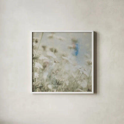 Wild Flowers IV by Deborah Revell. Shown in a crisp white glass frame for a clean and minimalist style. Available as an archival giclee rolled canvas, fine art paper, or poster print. SKU 91255a.
