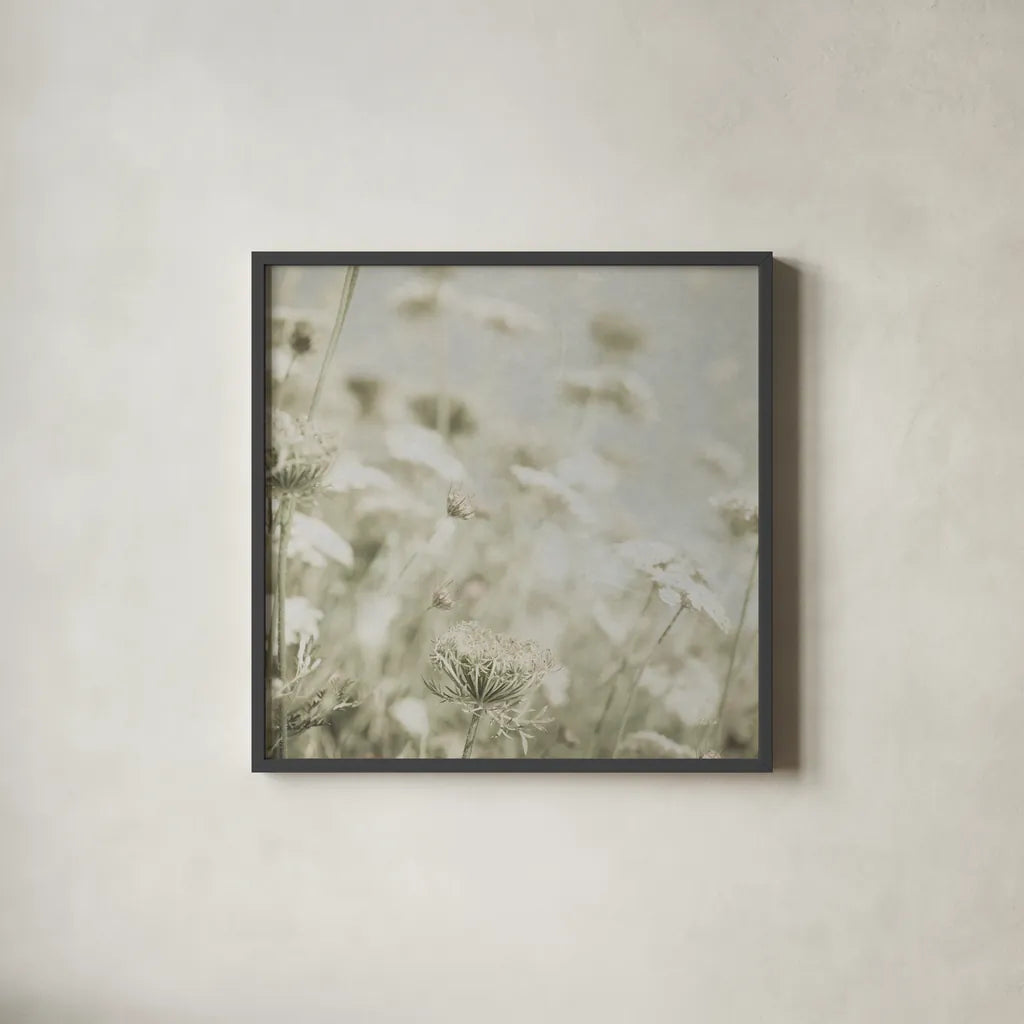Wild Flowers IV No Texture by Deborah Revell. Shown in a sleek black glass frame for a contemporary gallery look. Available as an archival giclee rolled canvas, fine art paper, or poster print. SKU 91919a.