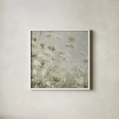 Wild Flowers IV No Texture by Deborah Revell. Shown in a crisp white glass frame for a clean and minimalist style. Available as an archival giclee rolled canvas, fine art paper, or poster print. SKU 91919a.