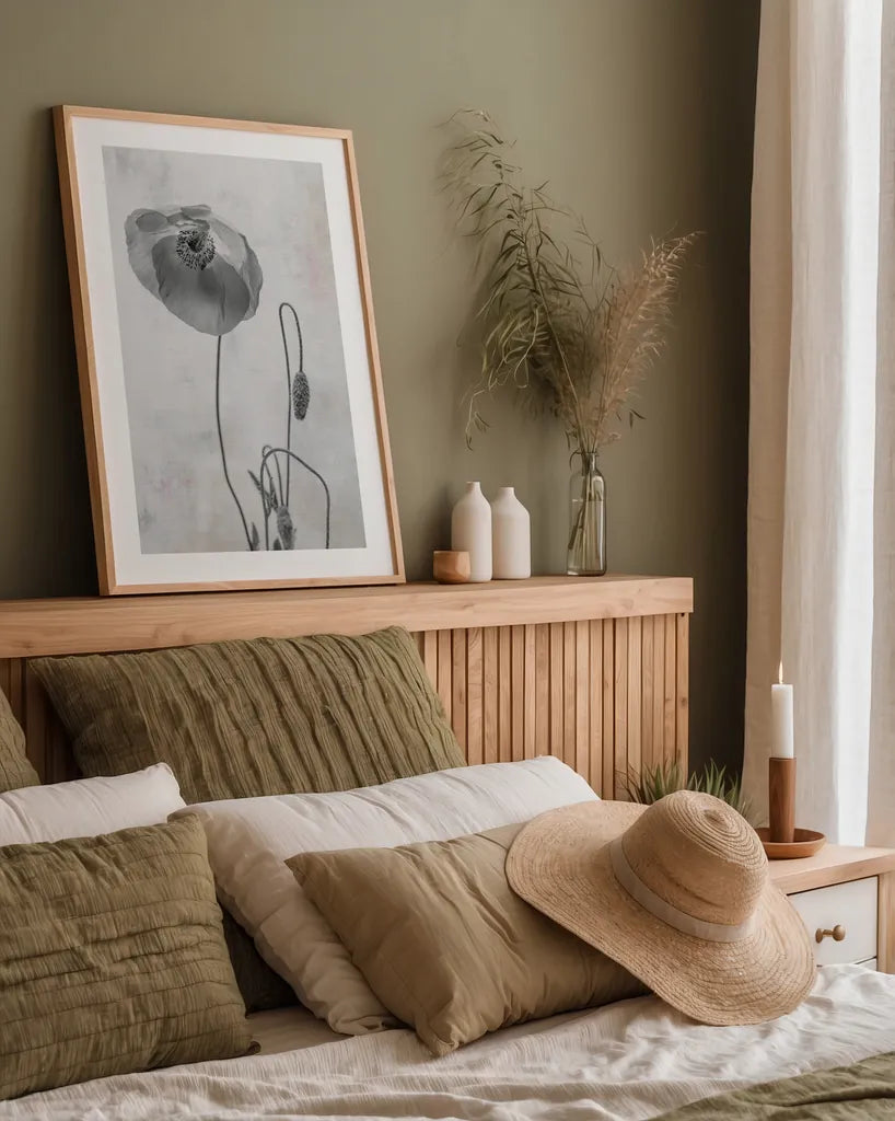 Wonderful Wildflowers I Neutral by Deborah Revell. shown as a paper print in a natural frame. Available as a archival giclee rolled canvas, fine art paper, or poster print. SKU 93945h.