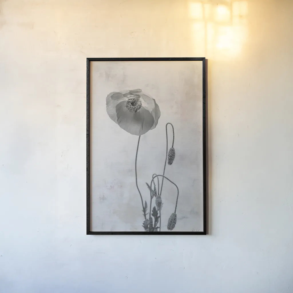 Wonderful Wildflowers I Neutral by Deborah Revell. shown as a paper print in a black flame. Available as a archival giclee rolled canvas, fine art paper, or poster print. SKU 93945h.
