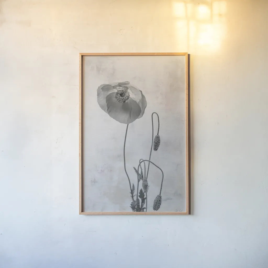 Wonderful Wildflowers I Neutral by Deborah Revell. shown as a paper print in a natural frame. Available as a archival giclee rolled canvas, fine art paper, or poster print. SKU 93945h.