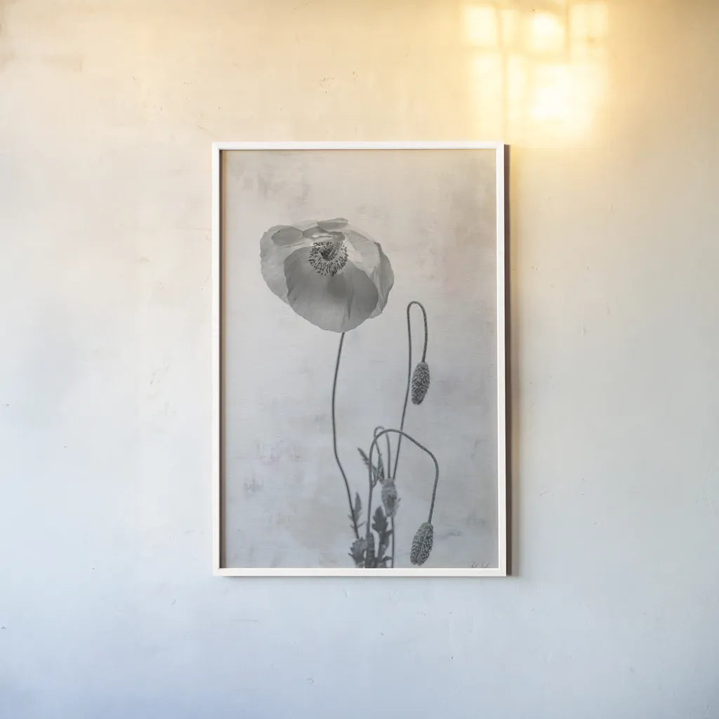 Wonderful Wildflowers I Neutral by Deborah Revell. shown as a paper print in a white frame. Available as a archival giclee rolled canvas, fine art paper, or poster print. SKU 93945h.