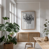 Wonderful Wildflowers II Neutral by Deborah Revell. shown as a print in a natural wood frame in a dining room. Available as a archival giclee rolled canvas, fine art paper, or poster print. SKU 93946h.