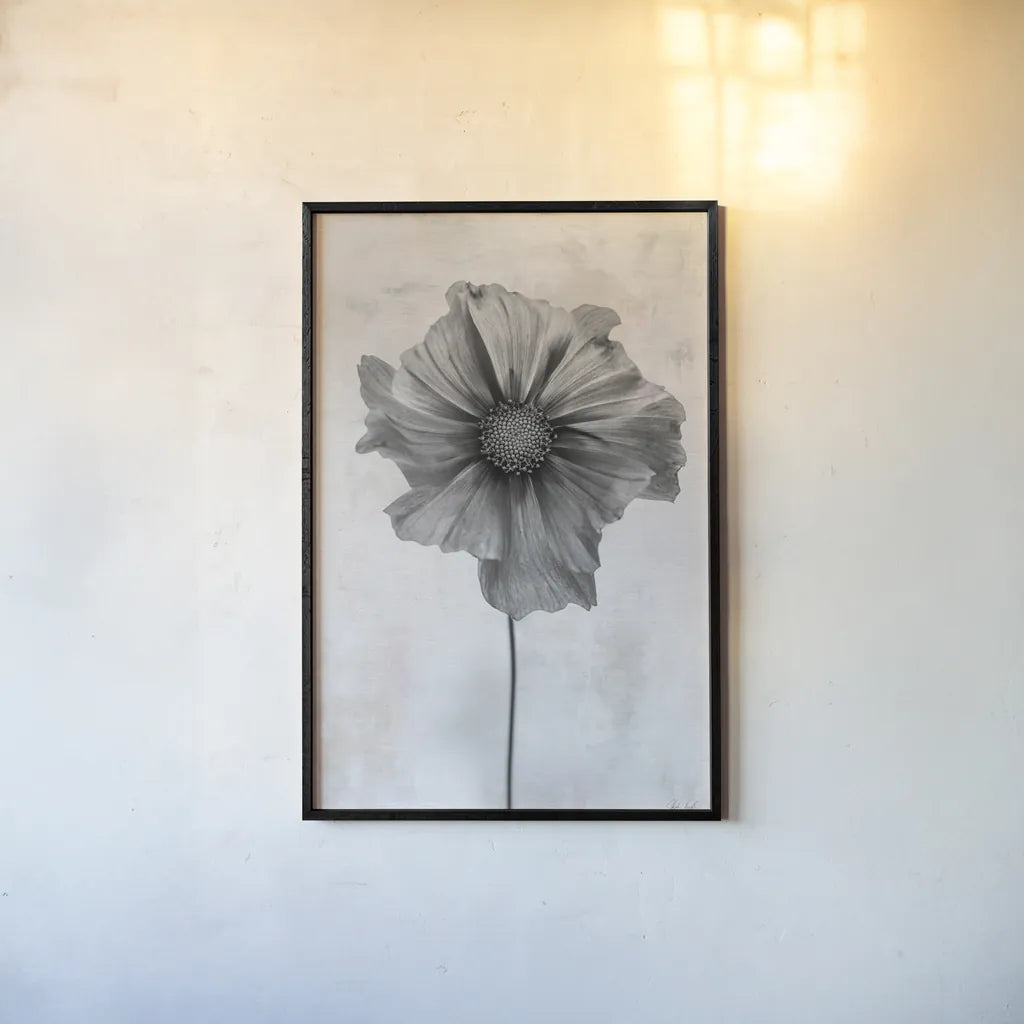 Wonderful Wildflowers II Neutral by Deborah Revell. shown as a paper print in a black flame. Available as a archival giclee rolled canvas, fine art paper, or poster print. SKU 93946h.