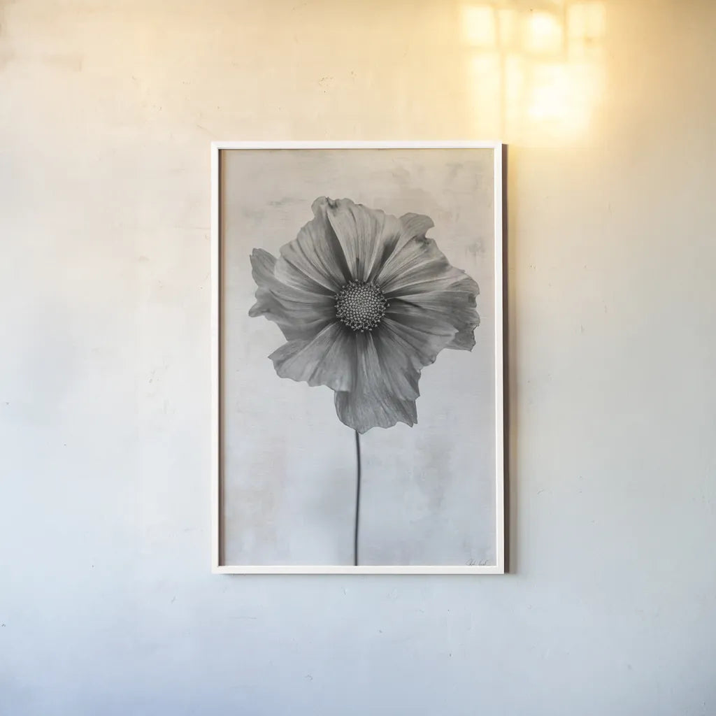 Wonderful Wildflowers II Neutral by Deborah Revell. shown as a paper print in a white frame. Available as a archival giclee rolled canvas, fine art paper, or poster print. SKU 93946h.