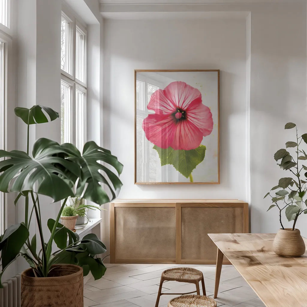 Wonderful Wildflowers III by Deborah Revell. shown as a print in a natural wood frame in a dining room. Available as a archival giclee rolled canvas, fine art paper, or poster print. SKU 93930h.