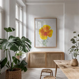 Wonderful Wildflowers V by Deborah Revell. shown as a print in a natural wood frame in a dining room. Available as a archival giclee rolled canvas, fine art paper, or poster print. SKU 93932h.