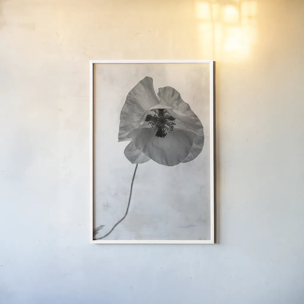 Wonderful Wildflowers VII Neutral by Deborah Revell. shown as a paper print in a white frame. Available as a archival giclee rolled canvas, fine art paper, or poster print. SKU 93951h.