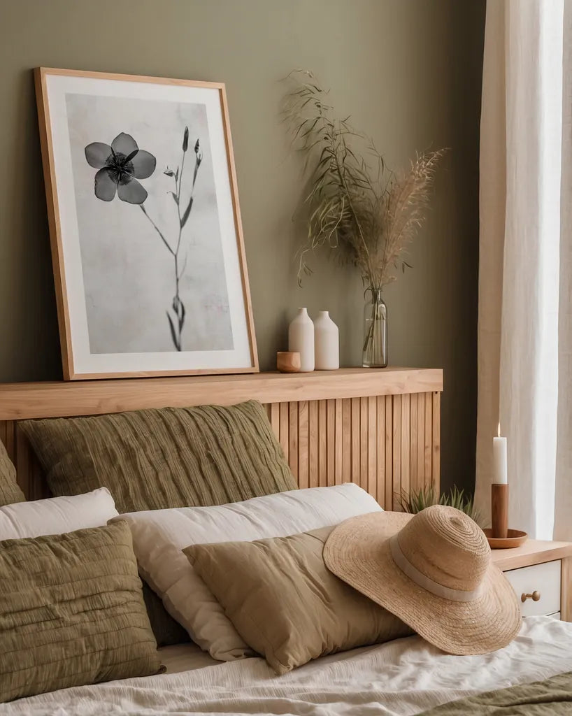 Wonderful Wildflowers XIV Neutral by Deborah Revell. shown as a paper print in a natural frame. Available as a archival giclee rolled canvas, fine art paper, or poster print. SKU 93958h.