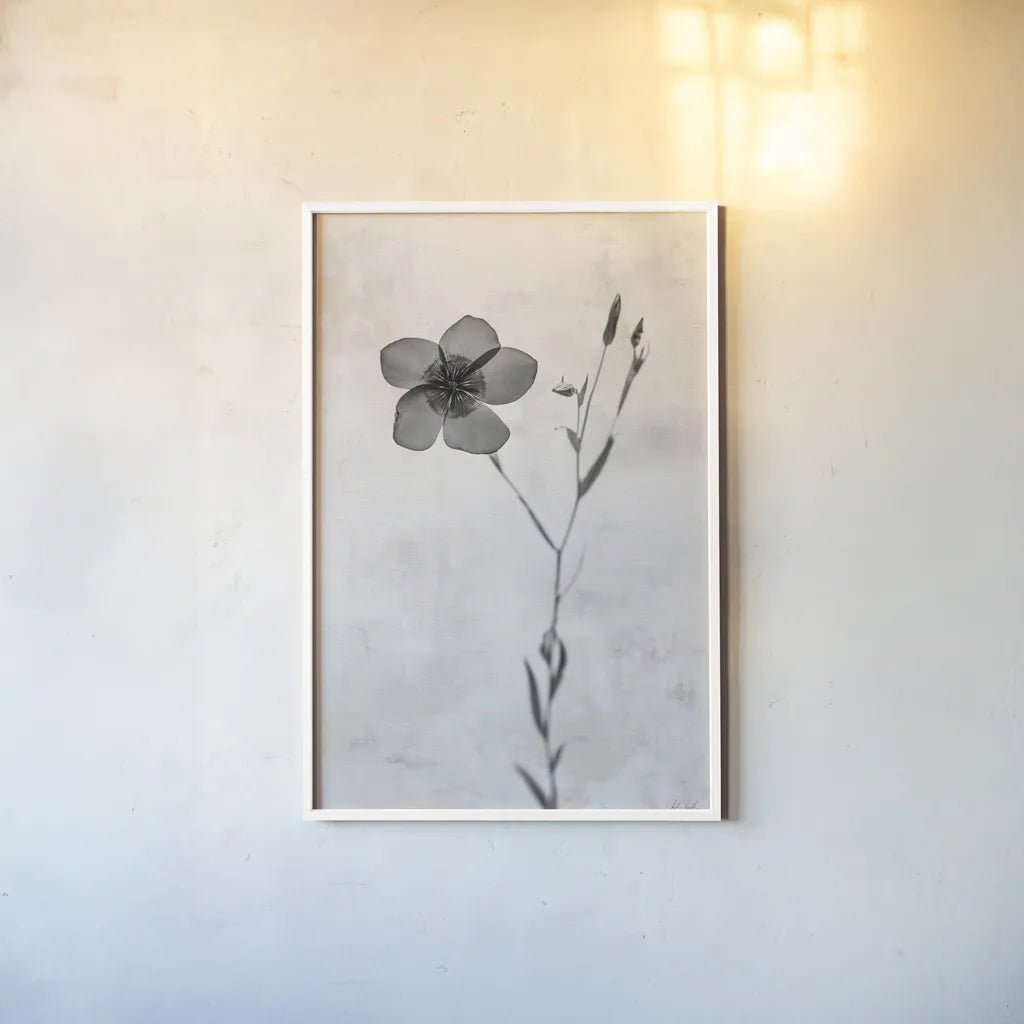 Wonderful Wildflowers XIV Neutral by Deborah Revell. shown as a paper print in a white frame. Available as a archival giclee rolled canvas, fine art paper, or poster print. SKU 93958h.