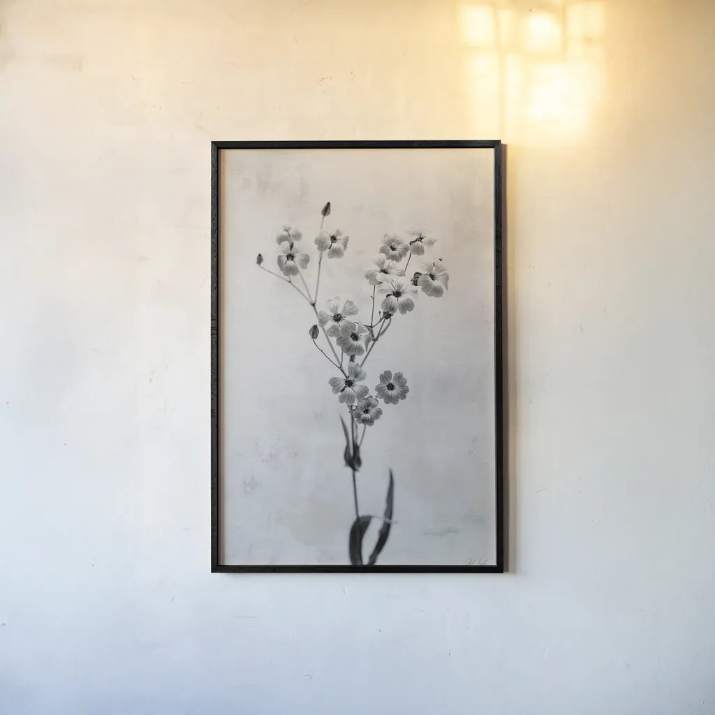 Wonderful Wildflowers XV Neutral by Deborah Revell. shown as a paper print in a black flame. Available as a archival giclee rolled canvas, fine art paper, or poster print. SKU 93959h.