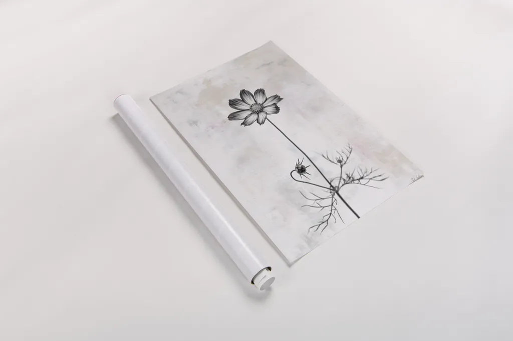 Wonderful Wildflowers XVI Neutral by Deborah Revell. shown as a rolled paper print. Available as archival giclee rolled canvas, fine art paper, or poster print. SKU 93960h.