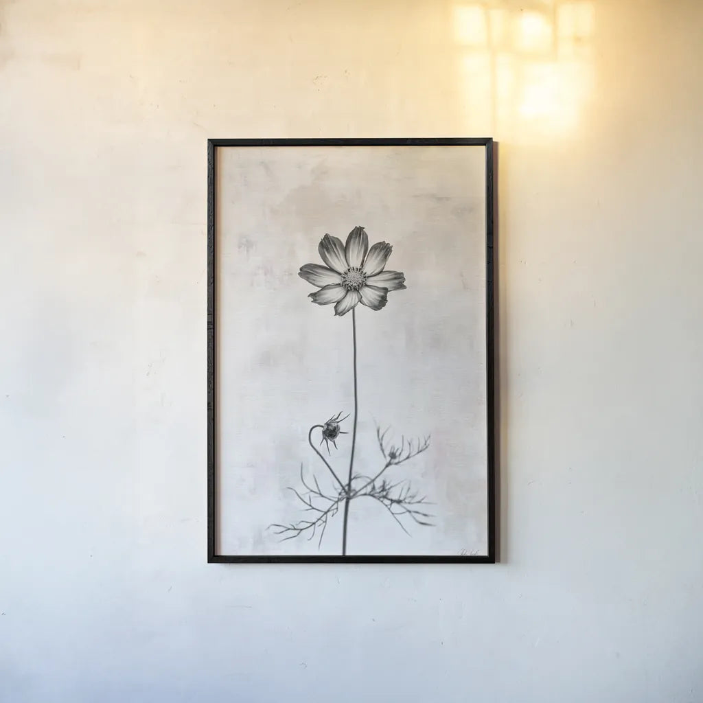 Wonderful Wildflowers XVI Neutral by Deborah Revell. shown as a paper print in a black flame. Available as a archival giclee rolled canvas, fine art paper, or poster print. SKU 93960h.
