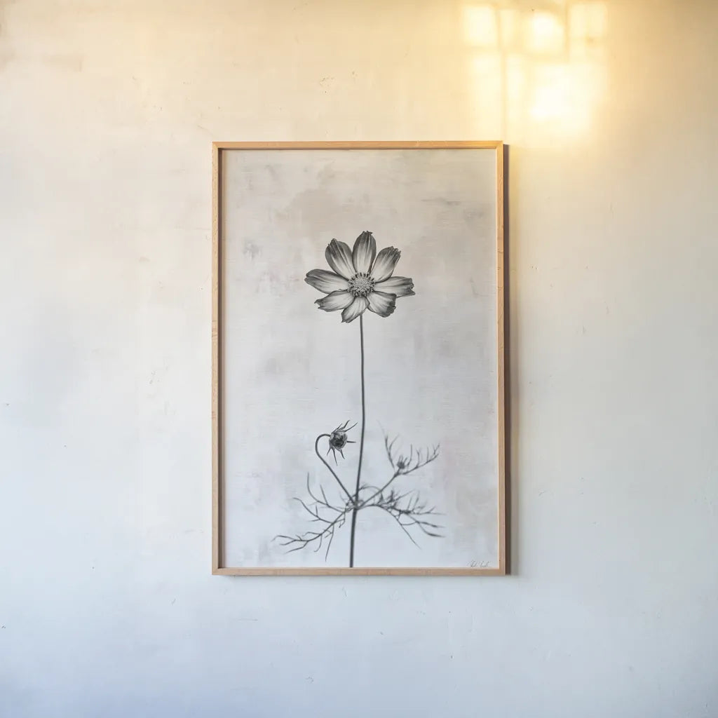 Wonderful Wildflowers XVI Neutral by Deborah Revell. shown as a paper print in a natural frame. Available as a archival giclee rolled canvas, fine art paper, or poster print. SKU 93960h.