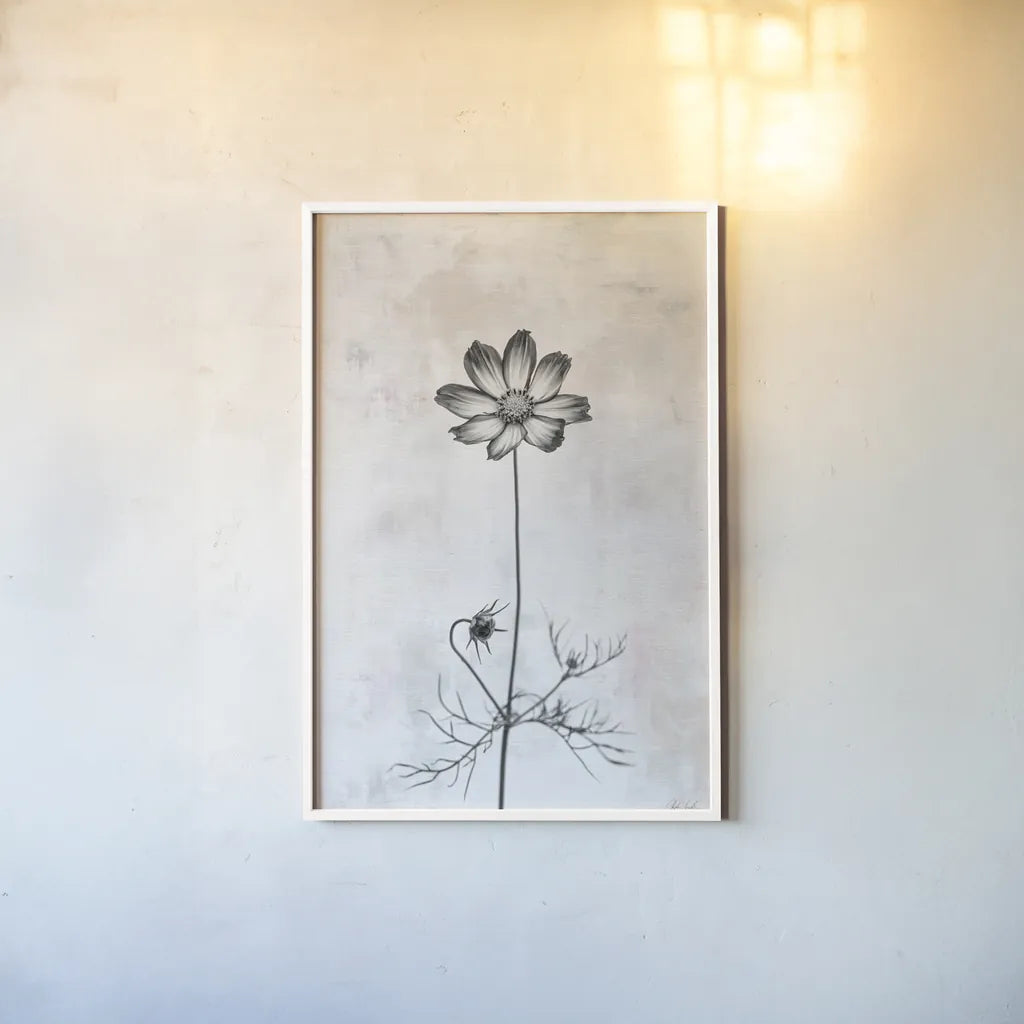 Wonderful Wildflowers XVI Neutral by Deborah Revell. shown as a paper print in a white frame. Available as a archival giclee rolled canvas, fine art paper, or poster print. SKU 93960h.