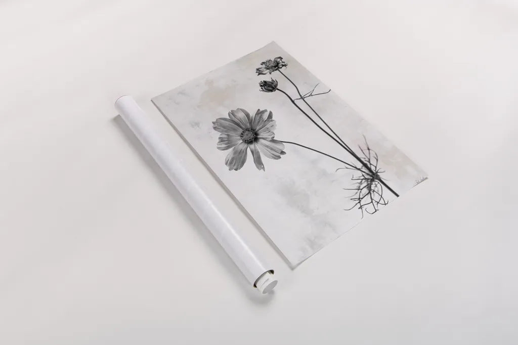 Wonderful Wildflowers XVII Neutral by Deborah Revell. shown as a rolled paper print. Available as archival giclee rolled canvas, fine art paper, or poster print. SKU 93961h.