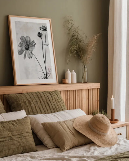 Wonderful Wildflowers XVII Neutral by Deborah Revell. shown as a paper print in a natural frame. Available as a archival giclee rolled canvas, fine art paper, or poster print. SKU 93961h.