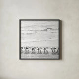 A Day At The Beach BW Crop by Debra Van Swearingen. Shown in a sleek black glass frame for a contemporary gallery look. Available as an archival giclee rolled canvas, fine art paper, or poster print. SKU 77150a.