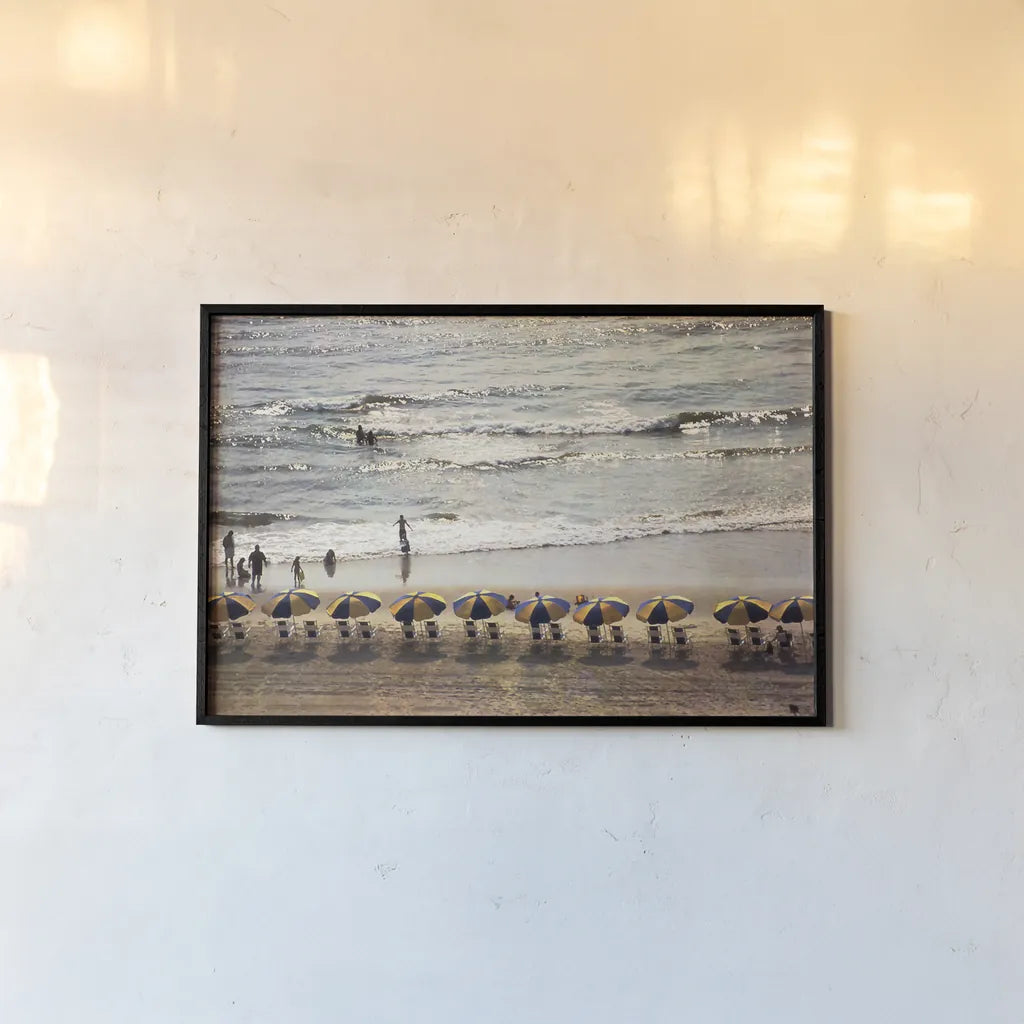 A Day at the Beach by Debra Van Swearingen. shown as a paper print in a black flame. Available as a archival giclee rolled canvas, fine art paper, or poster print. SKU 47846i.
