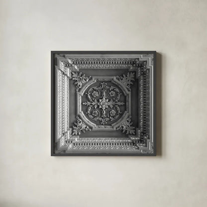 Architectural Design I by Debra Van Swearingen. Shown in a sleek black glass frame for a contemporary gallery look. Available as an archival giclee rolled canvas, fine art paper, or poster print. SKU 81253a.