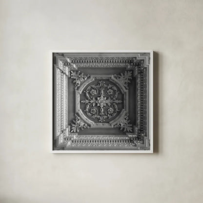 Architectural Design I by Debra Van Swearingen. Shown in a crisp white glass frame for a clean and minimalist style. Available as an archival giclee rolled canvas, fine art paper, or poster print. SKU 81253a.