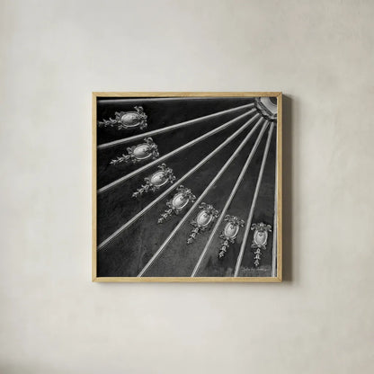 Architectural Design III by Debra Van Swearingen. Shown in a natural wood glass frame for a timeless modern aesthetic. Available as an archival giclee rolled canvas, fine art paper, or poster print. SKU 81255a.