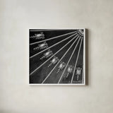 Architectural Design III by Debra Van Swearingen. Shown in a crisp white glass frame for a clean and minimalist style. Available as an archival giclee rolled canvas, fine art paper, or poster print. SKU 81255a.