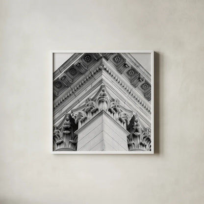 Architectural Design IV by Debra Van Swearingen. Shown in a crisp white glass frame for a clean and minimalist style. Available as an archival giclee rolled canvas, fine art paper, or poster print. SKU 81256a.