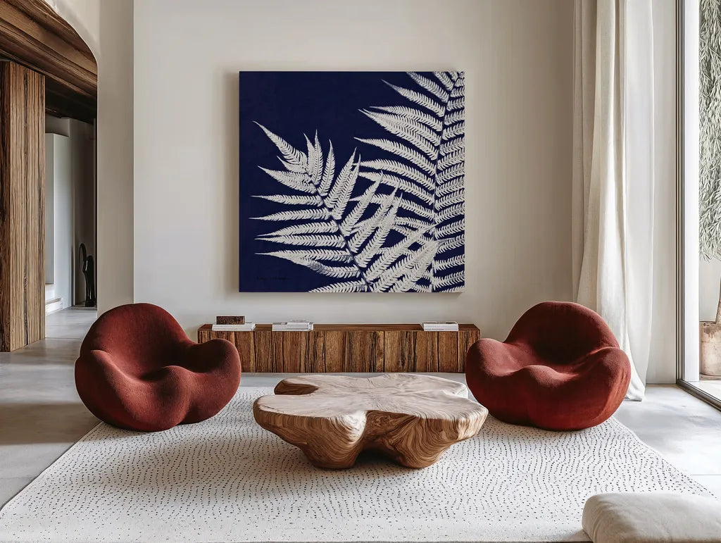 Aspire Blueprint Crop by Debra Van Swearingen. Shown as extra-large giant wall art in a modern living room. Available as an archival giclee rolled canvas, fine art paper, or poster print. SKU 18376a.