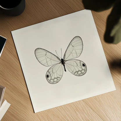 Butterfly I BW by Debra Van Swearingen. Shown as a detailed flat fine art print, highlighting archival giclee quality. Available as an archival giclee rolled canvas, fine art paper, or poster print. SKU 25722a.