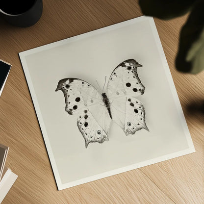 Butterfly IV BW by Debra Van Swearingen. Shown as a detailed flat fine art print, highlighting archival giclee quality. Available as an archival giclee rolled canvas, fine art paper, or poster print. SKU 25725a.