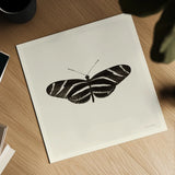 Butterfly IX BW by Debra Van Swearingen. Shown as a detailed flat fine art print, highlighting archival giclee quality. Available as an archival giclee rolled canvas, fine art paper, or poster print. SKU 27640a.