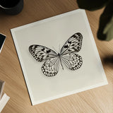 Butterfly V BW by Debra Van Swearingen. Shown as a detailed flat fine art print, highlighting archival giclee quality. Available as an archival giclee rolled canvas, fine art paper, or poster print. SKU 25726a.