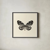 Butterfly VIII BW by Debra Van Swearingen. Shown in a sleek black glass frame for a contemporary gallery look. Available as an archival giclee rolled canvas, fine art paper, or poster print. SKU 25729a.