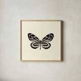 Butterfly VIII BW by Debra Van Swearingen. Shown in a natural wood glass frame for a timeless modern aesthetic. Available as an archival giclee rolled canvas, fine art paper, or poster print. SKU 25729a.