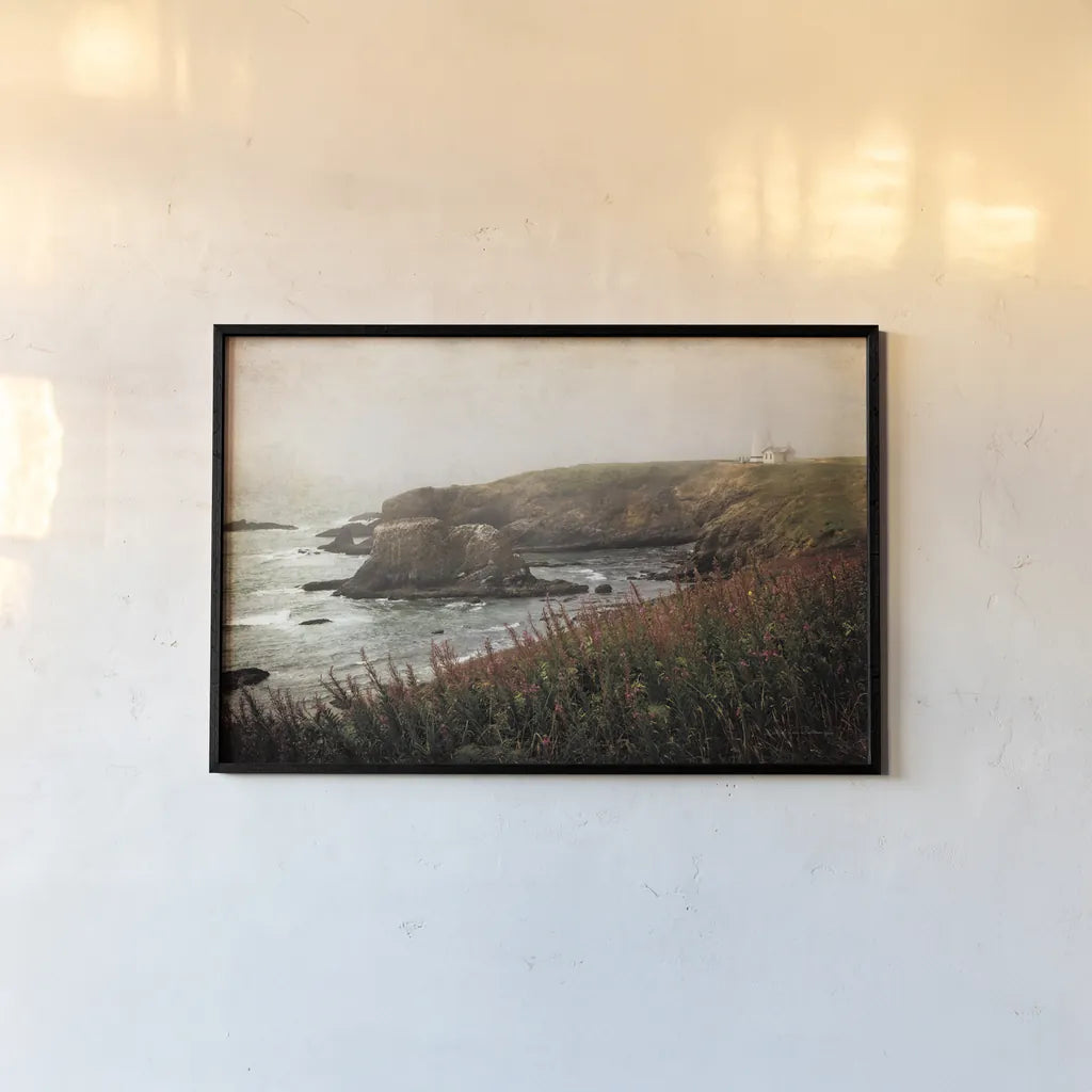 Coastal Mist by Debra Van Swearingen. shown as a paper print in a black flame. Available as a archival giclee rolled canvas, fine art paper, or poster print. SKU 47843i.
